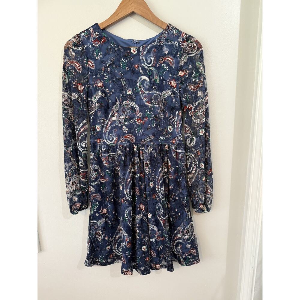 Altar'd State Dress long sleeve, dark blue paisley in a size Small!